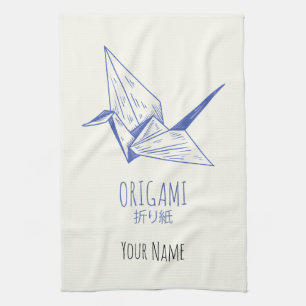 Origami Art Japanese Folding Art Retro Crane Tea Towel