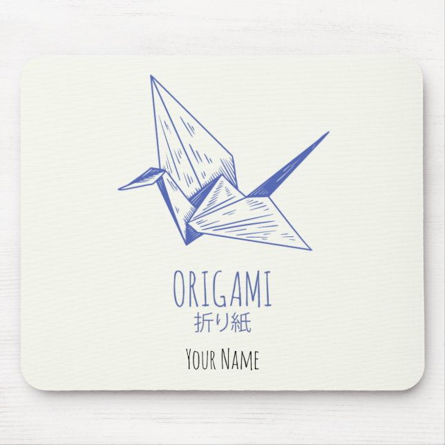 Origami Art Traditional crane Mouse Mat (Front)