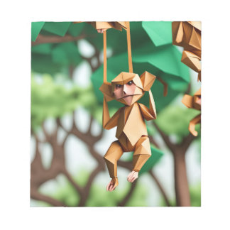 Origami Art - Whimsical Mischief: Playful Monkey  Notepad