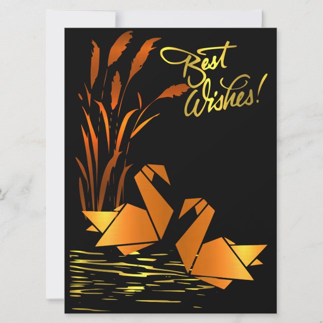 Origami Best Wishes Flat Card (Front)