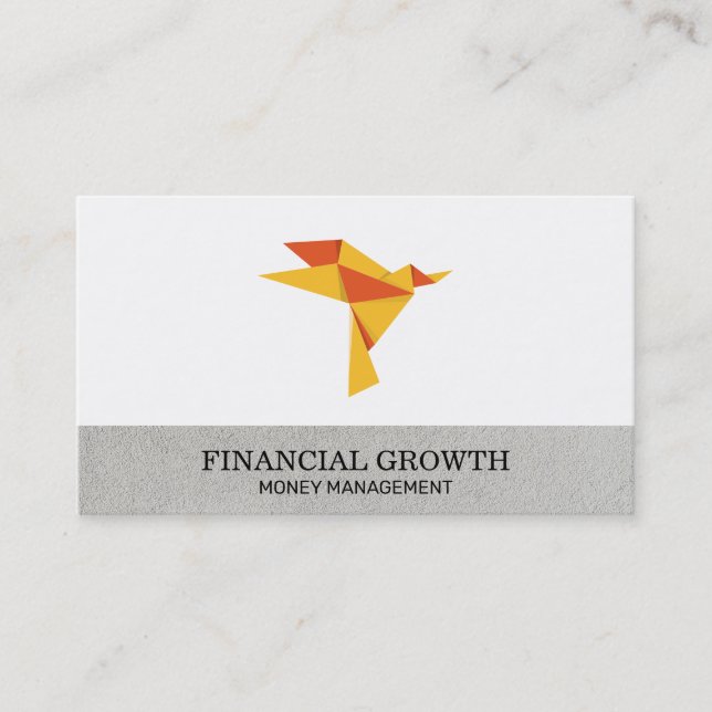 Origami Bird Icon Financial Growth Business Card (Front)