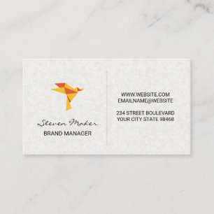 Origami Bird Icon   Paper Texture Background Business Card