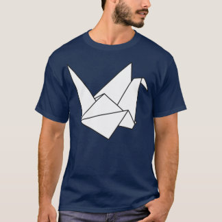 Origami bird paper crane simple line art T-Shirt