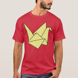 Origami bird paper crane simple line art Yellow T-Shirt