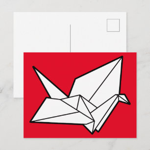 Origami bird postcard