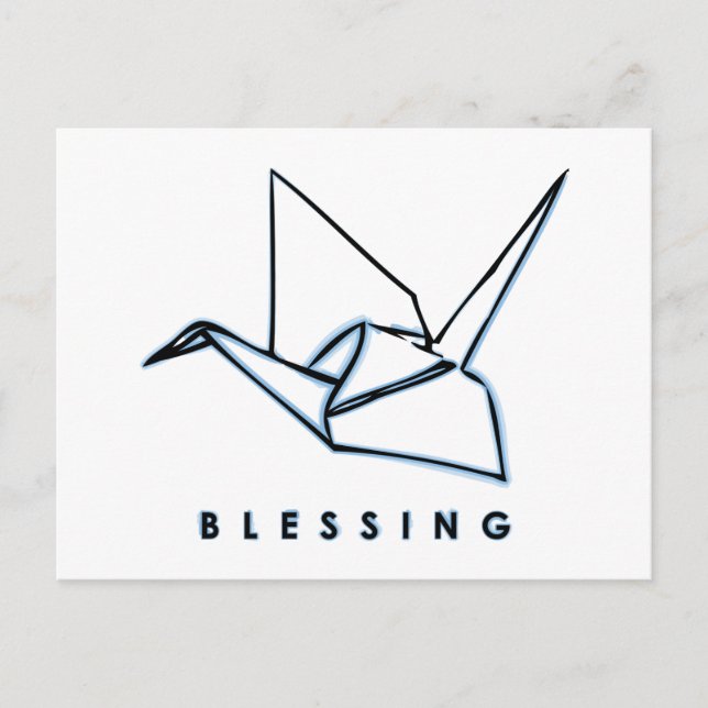 Origami Blessing Paper Crane Postcard (Front)