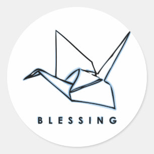 Origami Blessing Paper Crane Sticker