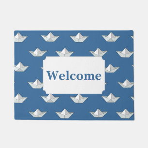 Origami Boats On The Water Pattern Add Your Text Doormat