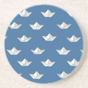 Origami Boats On The Water Pattern Coaster