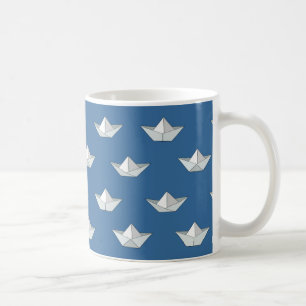 Origami Boats On The Water Pattern Coffee Mug
