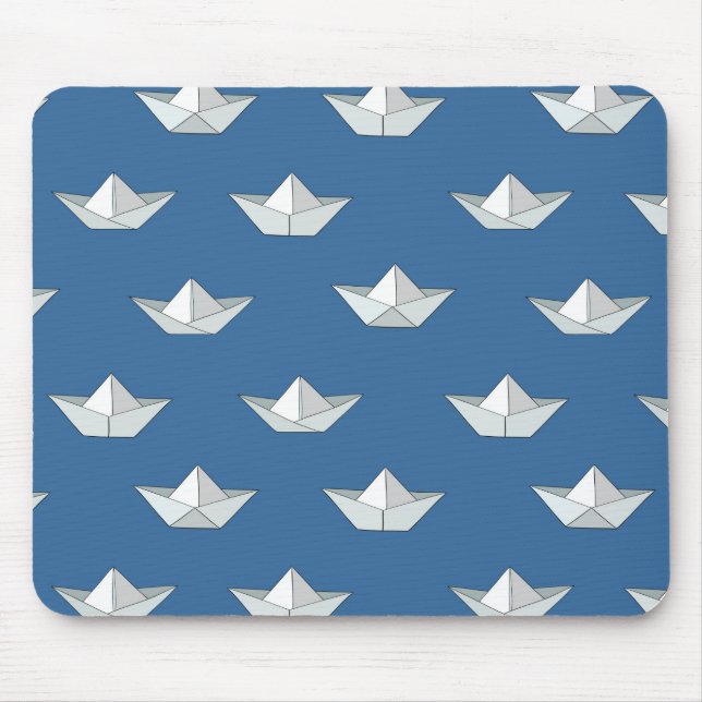 Origami Boats On The Water Pattern Mouse Mat (Front)