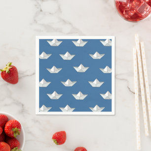 Origami Boats On The Water Pattern Napkin