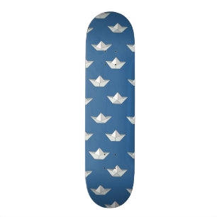 Origami Boats On The Water Pattern Skateboard