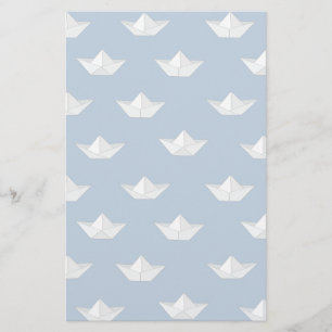 Origami Boats On The Water Pattern Stationery