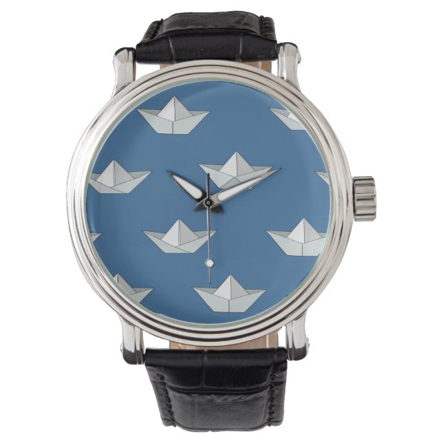 Origami Boats On The Water Pattern Watch (Front)