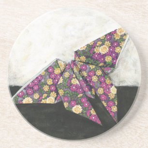 Origami Butterfly on Floral Paper Coaster