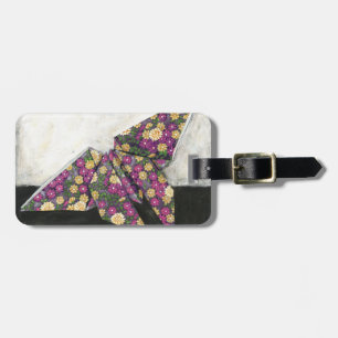 Origami Butterfly on Floral Paper Luggage Tag