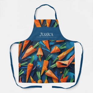 Origami Carrot Watercolor Pattern Personalised Apron