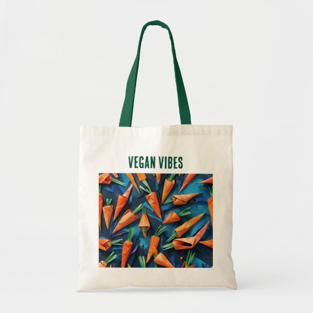 Origami Carrots Pattern - Vegan Vibes Tote Bag (Front)