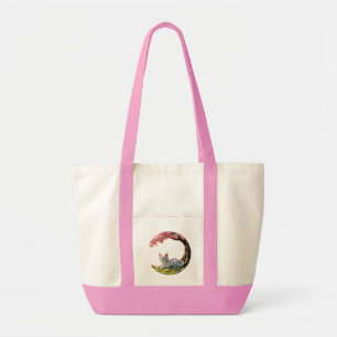 Origami Cat under Cherry Blossom Tote Bag