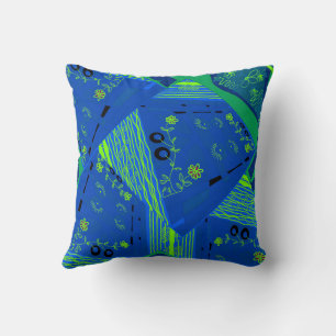 Origami Chintz (L) Blue Green Cushion