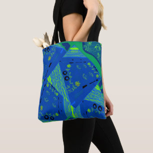 Origami Chintz (L) Blue Green  Tote Bag
