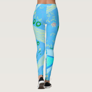 Origami Chintz (L) Blue Yellow Green 2 Leggings