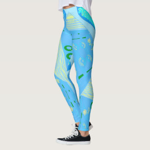 Origami Chintz (L) Blue Yellow Green Leggings