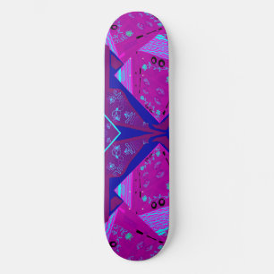 Origami Chintz (L) Fuchsia Turquoise Blue Magenta Skateboard