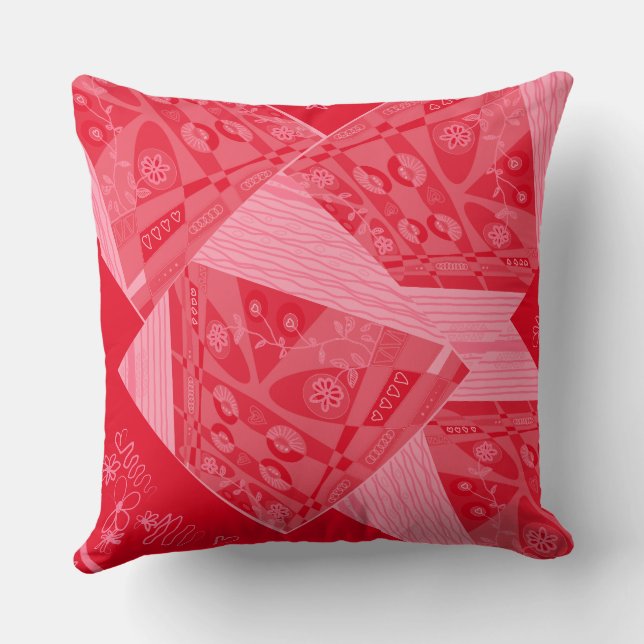Origami Chintz (L) Red Strawberry  Cushion (Back)