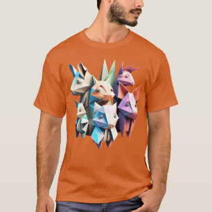 Origami Collection of Animals Color Version T-Shirt