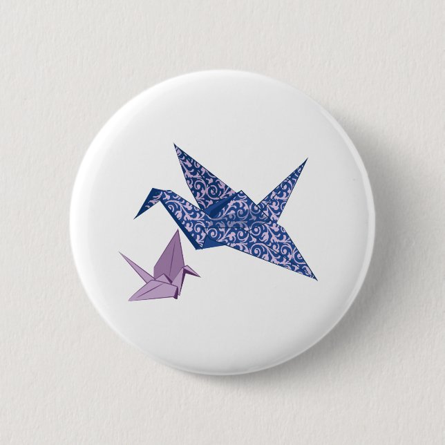 Origami Crane 6 Cm Round Badge (Front)