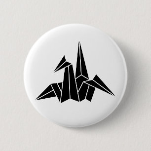 Origami crane 6 cm round badge