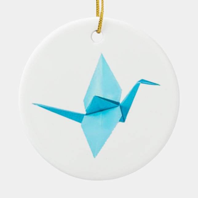 Origami Crane Ceramic Tree Decoration (Front)