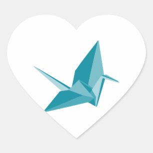 Origami Crane Heart Sticker