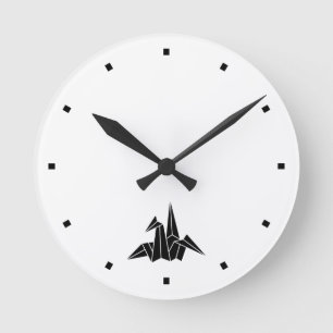 Origami crane round clock