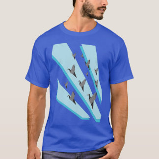 Origami Crane silhouettes blue T-Shirt