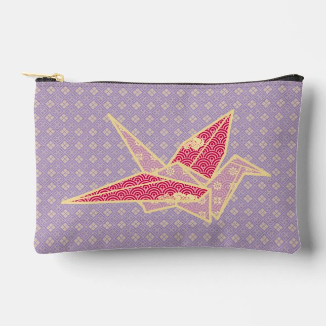 Origami Crane (Tsuru) Lavender Accessory Pouch (Front)