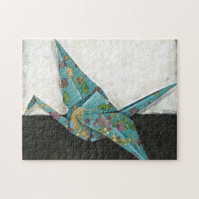 Origami Crane with Floral Designs Jigsaw Puzzle (Horizontal)