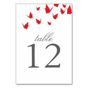 Origami Cranes Table Number Card