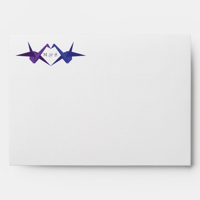 Origami Cranes Wedding (Blue & Purple) Envelopes (Front)