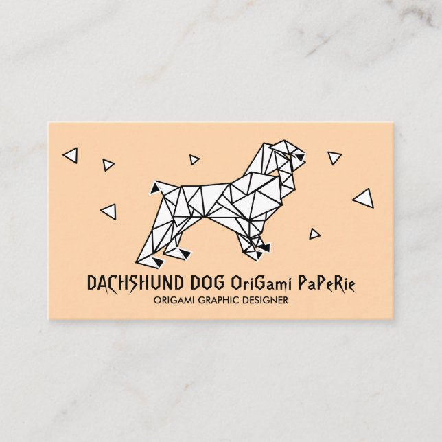 Origami Dachshund Dog Business Card (Front)
