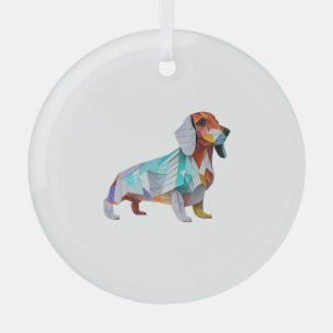 Origami Dachshund   Glass Tree Decoration