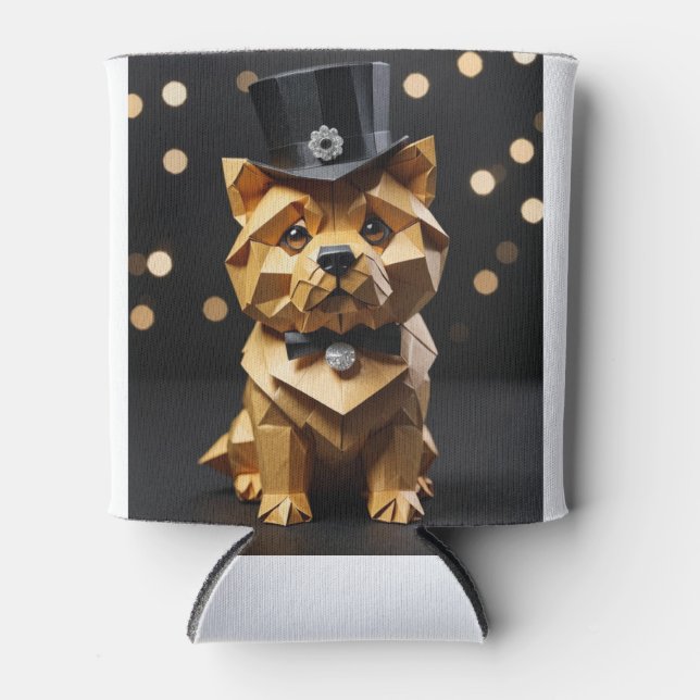 Origami Dapper Dog  Can Cooler (Front)