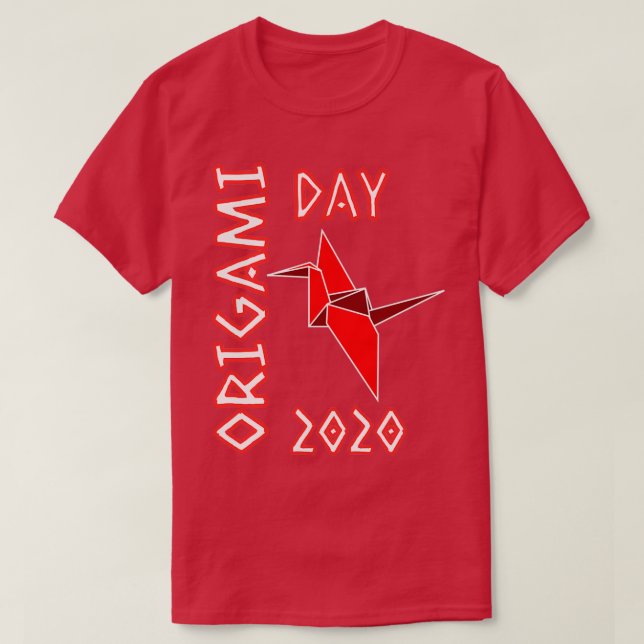 Origami Day 2020 Red Crane T-Shirt (Design Front)