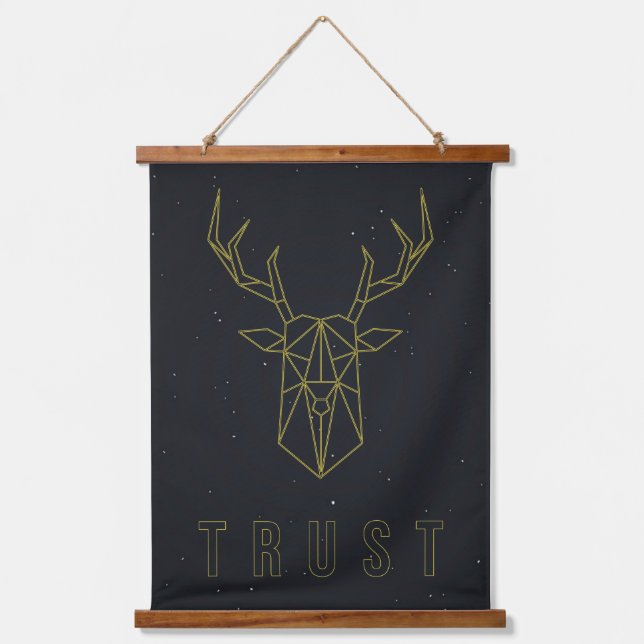 Origami deer affirmation poster to self-care hanging tapestry (Front)