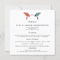 Origami Doves Wedding Invitation Menu