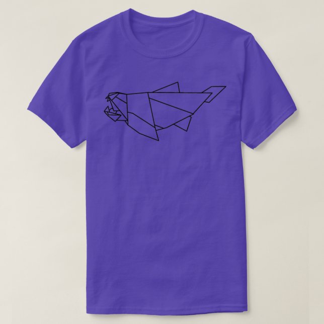 Origami Dunkleosteus Black T-Shirt (Design Front)