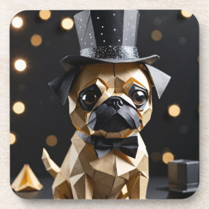 Origami fancy pug  coaster