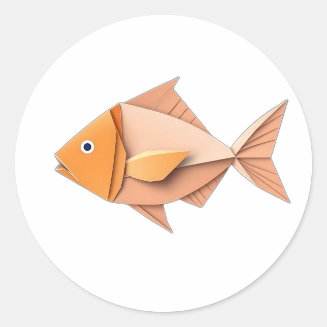 Origami Fish in Geometric Style Classic Round Sticker (Front)